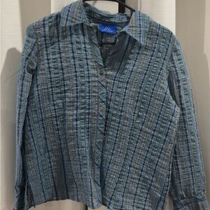 Blue Plaid Button-Up Shirt